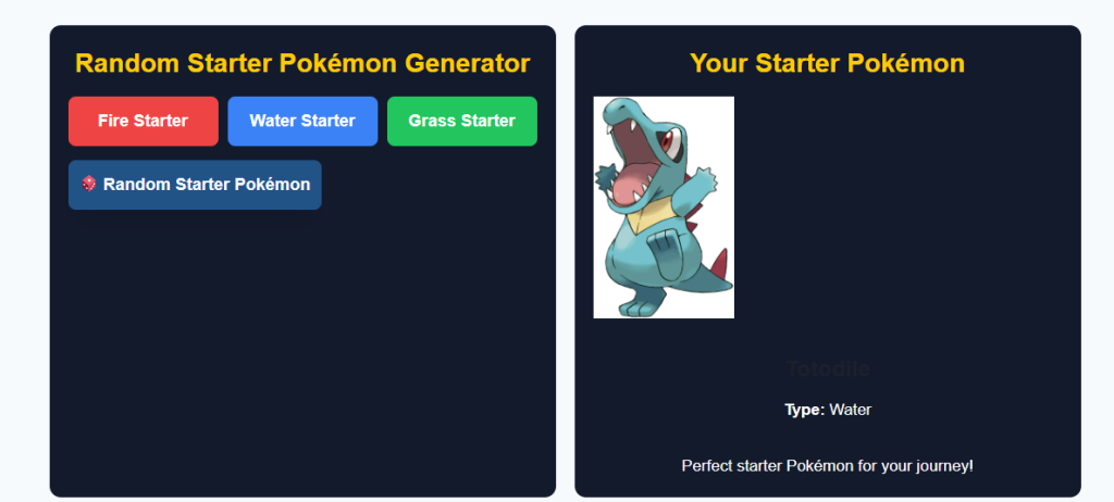 Random starter pokemon generator